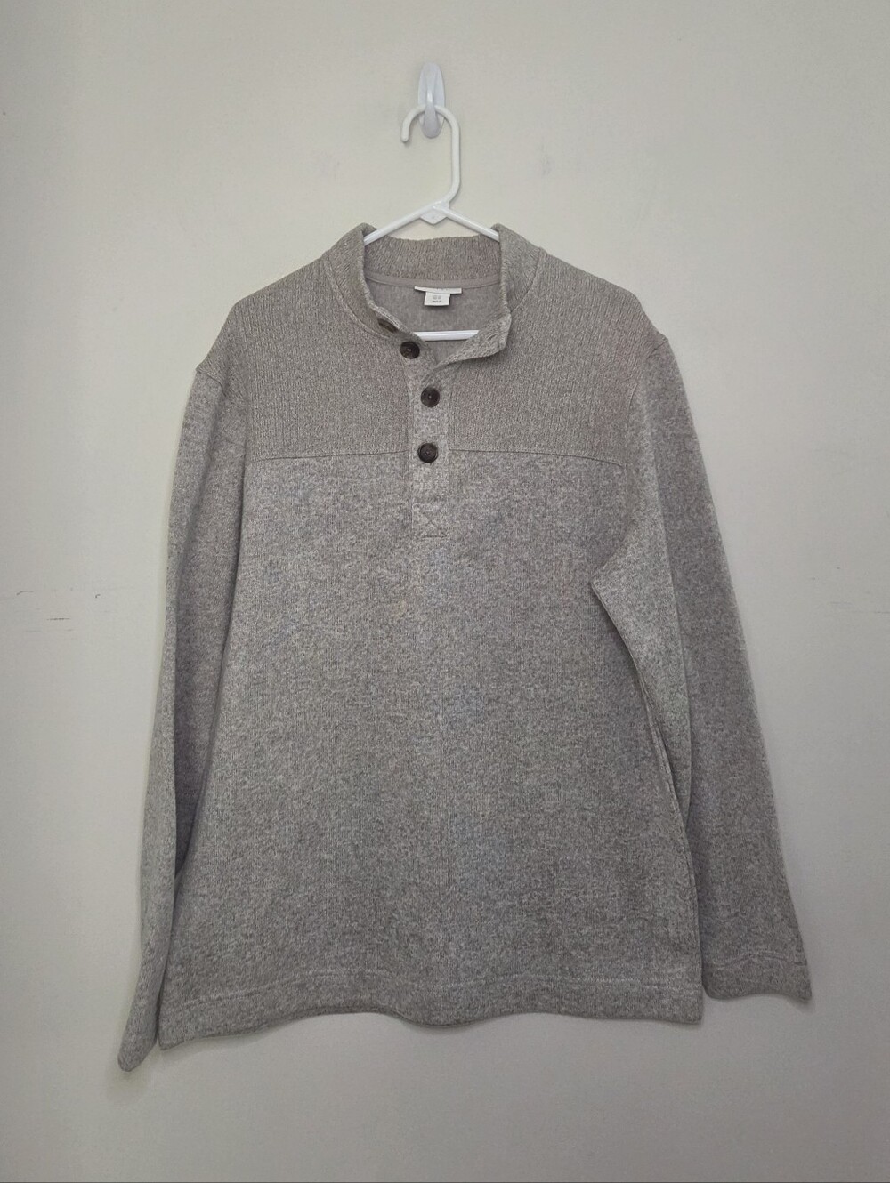 Men's Aspen Partial Button Beige Pullover Sweater Sz XL